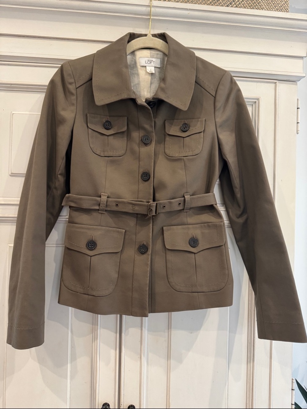 LOFT Olive-Green Belted Utility Jacket